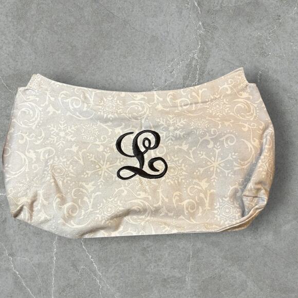 Retired Thirty-One Skirt Purse Khaki Floral with L Monogram - Picture 1 of 2